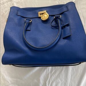 Michael Kors Blue‎ and Gold Accent Large Bag